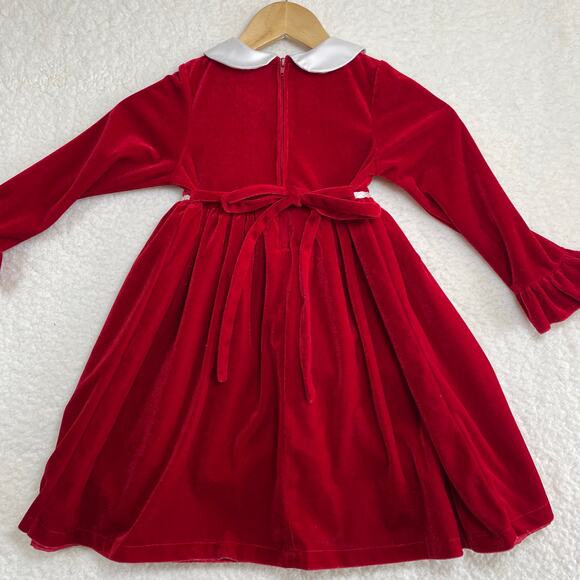 Good Lad Girls Red Velvet Christmas Dress Sz 6 Peter Pan Collar Holiday Vintage - Picture 4 of 10